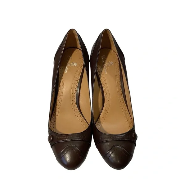 Brooks Brother Brown Genuine Leather Cap Toe Heels - Picture 2 of 9